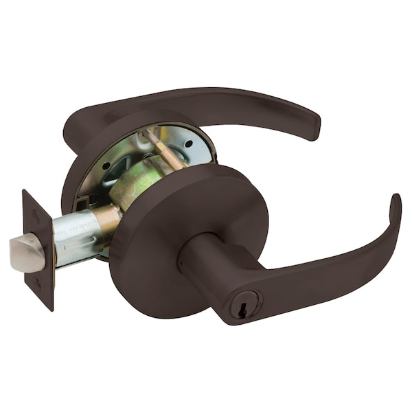 Grade 2 Storeroom Cylindrical Lock, Key in Lever Cylinder, Quantum Lever, Small Rose, Dark Oxidized